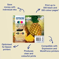 Epson 604 Genuine Ink Cartridges 4-Pack CMYK Pineapple Original Epson 604 Genuine Ink Cartridges 4-Pack CMYK Pineapple Original